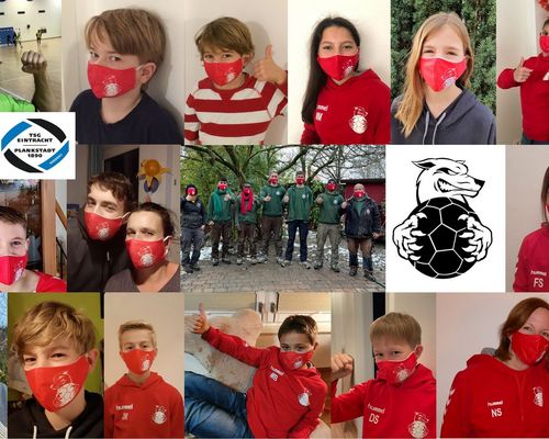 Wolfsrudel mit Masken im Wolfsdesign ausgestattet