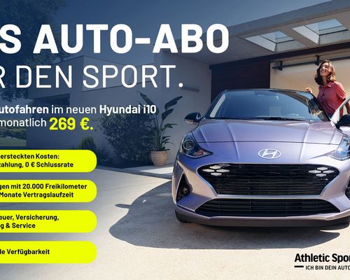 Das Auto-Abo von Athletic Sport Sponsoring + Hyundai i10 Prime 